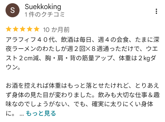 40代・会食＆お酒が多くても8週間で体型変化したSuekkoking様の画像